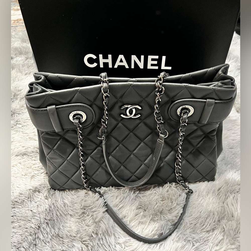 Chanel Graphite Grey Lambskin Small Tote